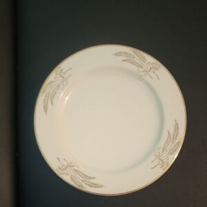 Elegant White Dinner Plate with Gold Trim